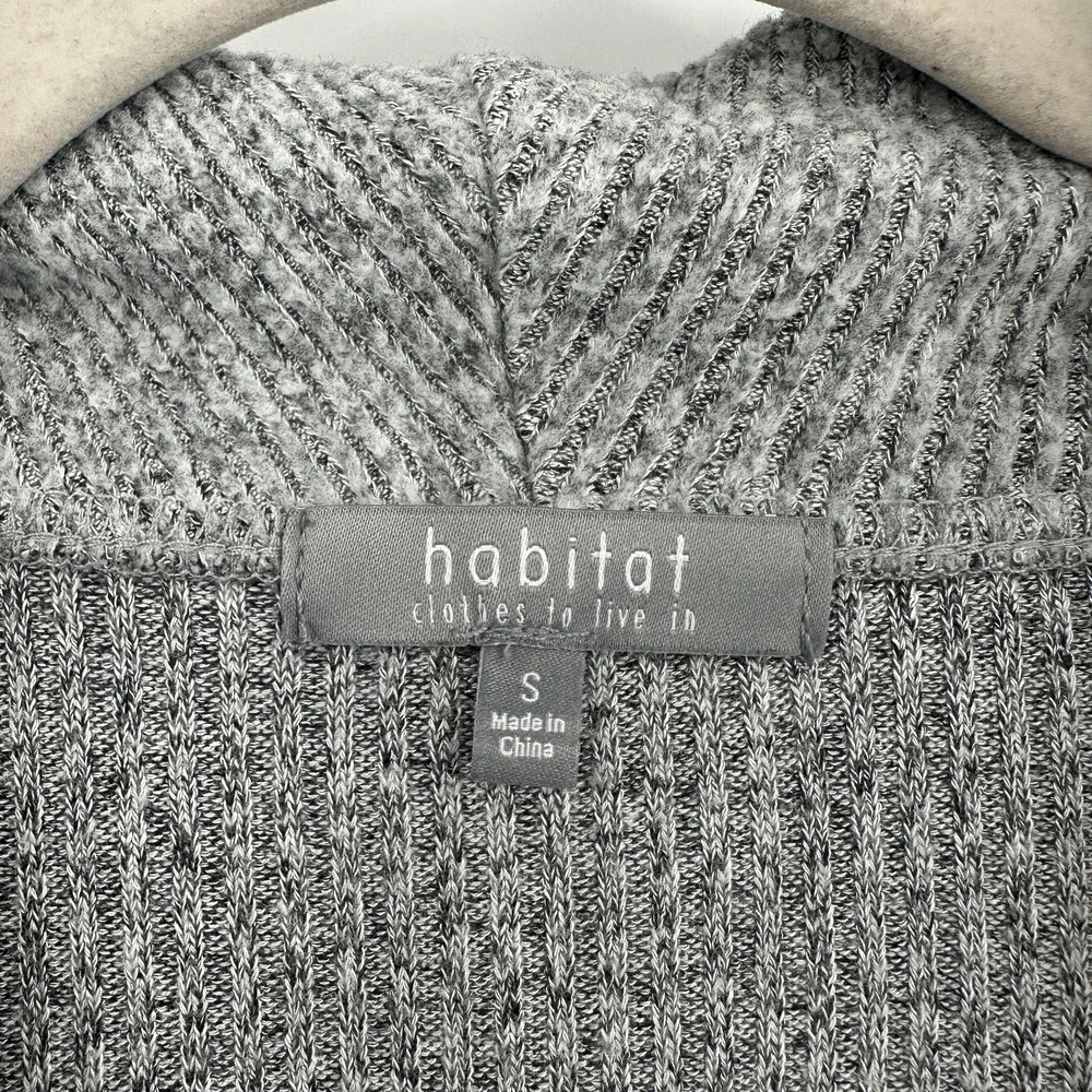 Habitat Sweater Womens Small Gray Cowl Neck Tunic‎ Pullover Ribbed Knit 35814